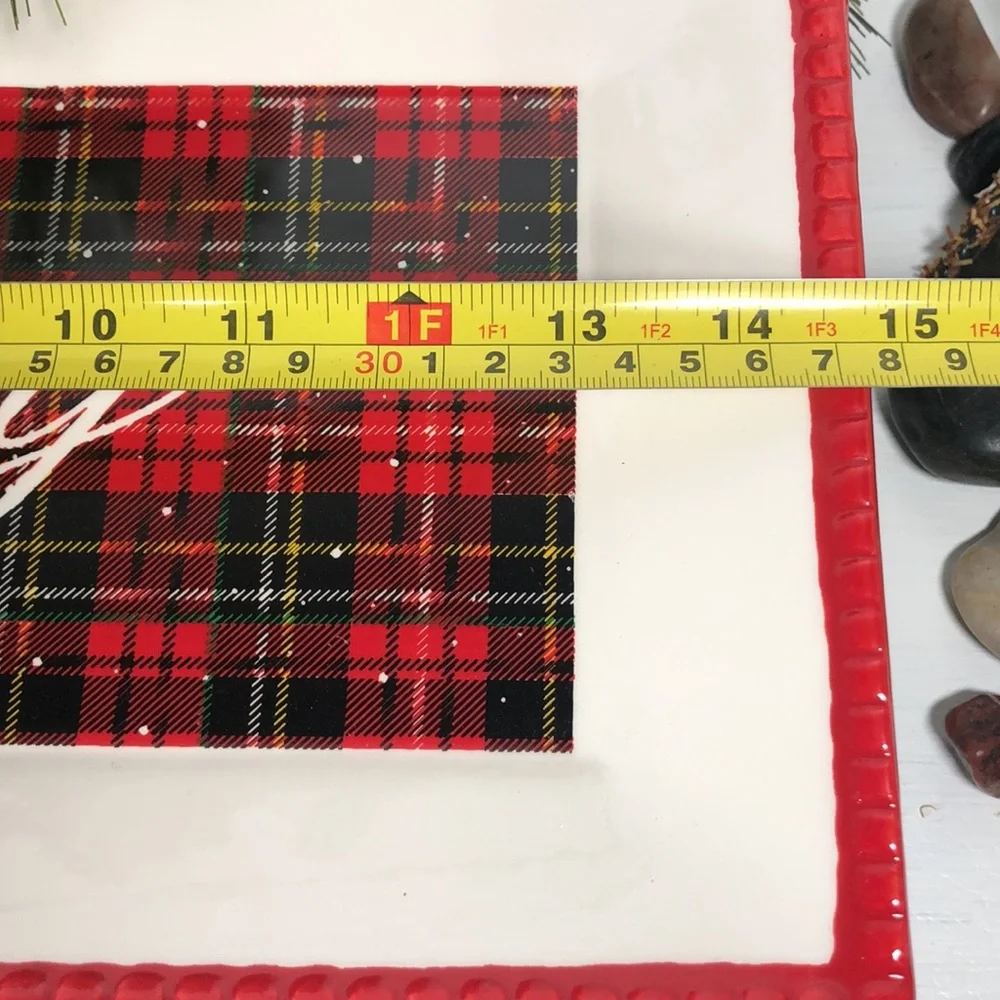 Plaid “Joy” Serving Platter Tray NWT Christmas Holiday Serving Tray Decor - Picture 13 of 14
